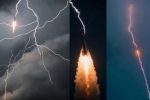 برخورد صاعقه به موشک/ یک رویداد شگفتانگیز / عکس